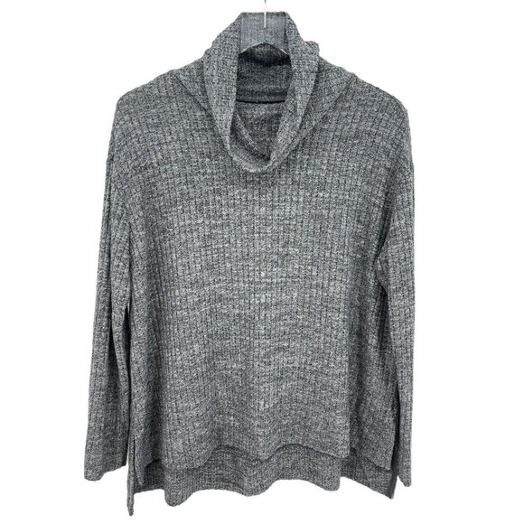 Maeve Anthropologie Gray Cowl Neck Ribbed Pullover Sweater Lightweight Womens XS - Picture 1 of 9